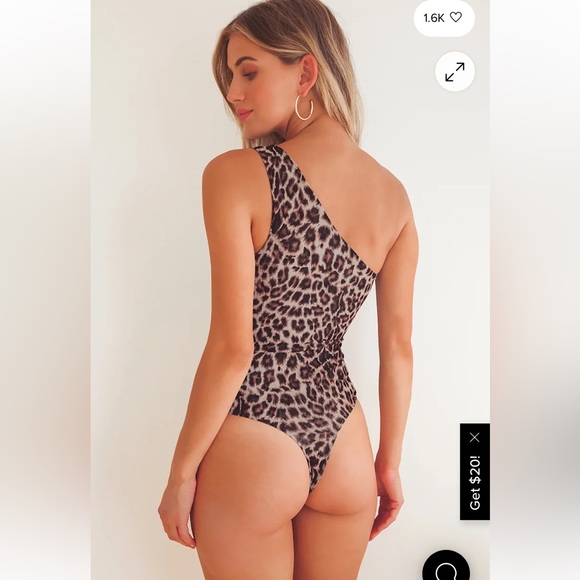 Leopard Print One-Shoulder Bodysuit - Picture 3 of 7